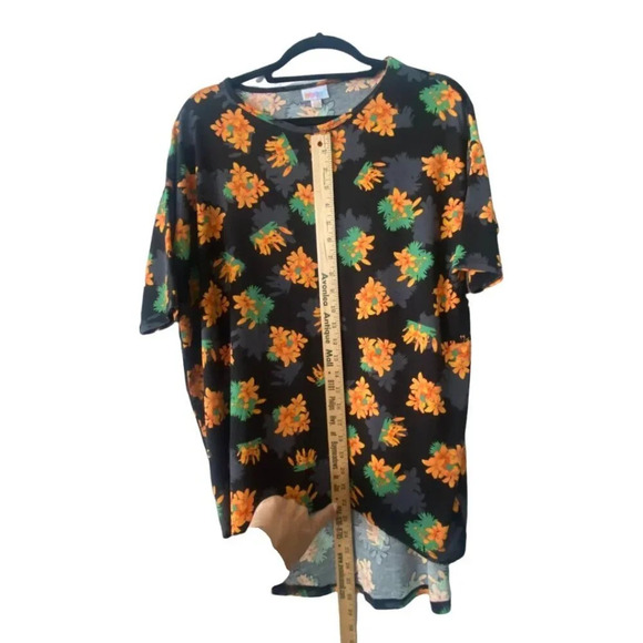 LuLaRoe Irma XXS Floral Print Tunic Top Black Orange Green Polyester Spandex - Picture 4 of 12